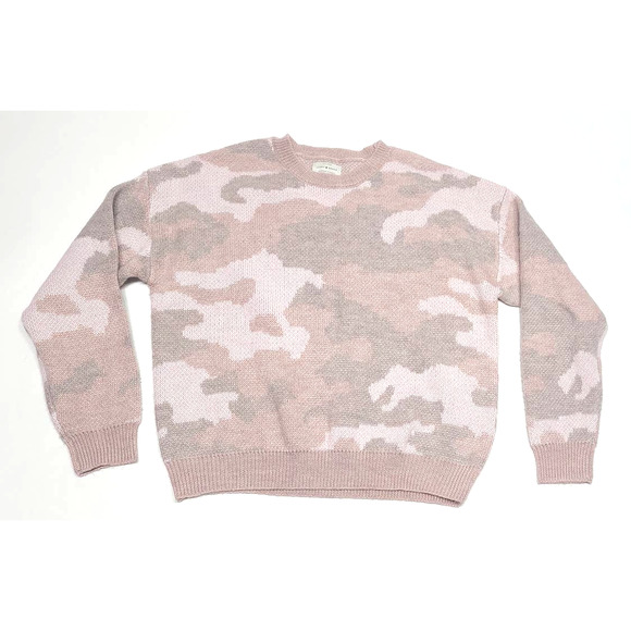 Lucky Brand wool blend pink camo sweater Women's size medium - Picture 1 of 5